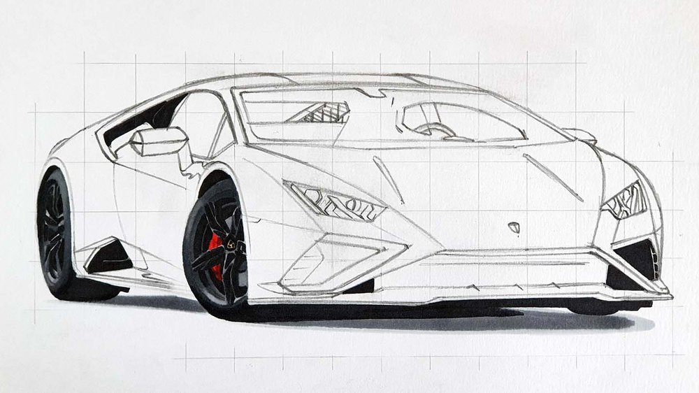 How to Draw a Lamborghini Huracán Evo - Easy Step-by-Step Tutorial